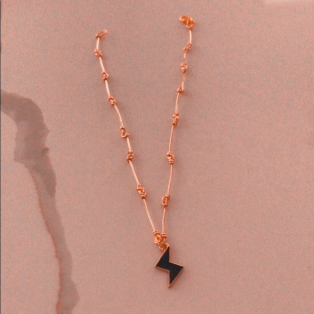 Black Lightning Charm Necklace